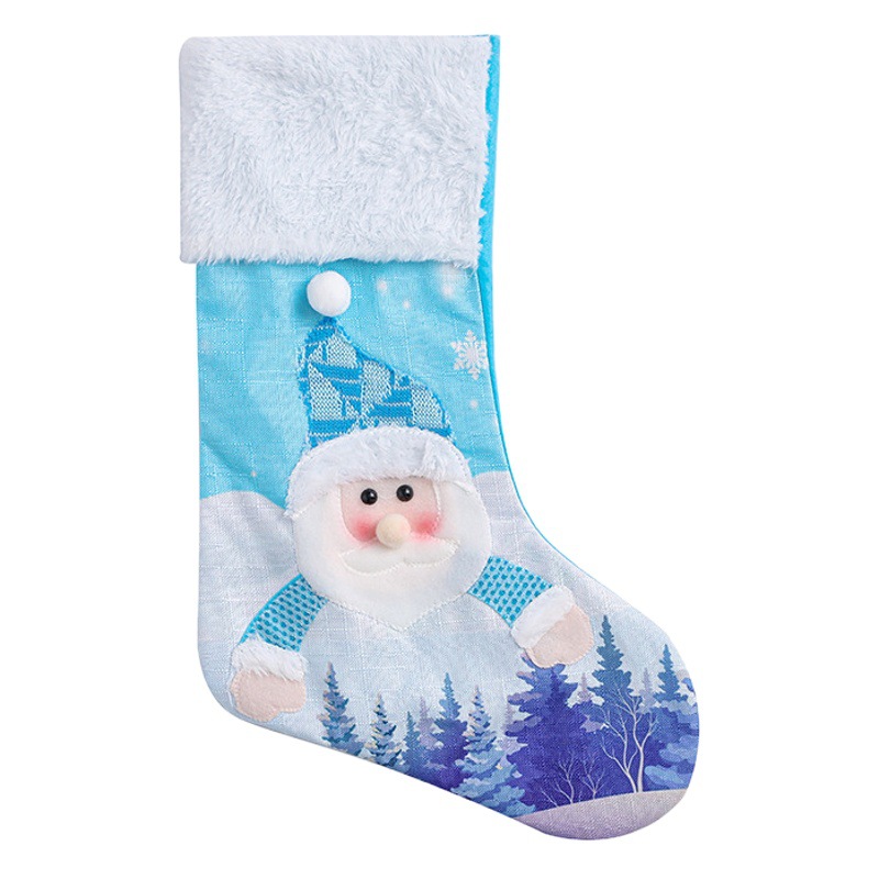Jingchen New Christmas Socks Gift Bag with Light Blue Old Man Snowman Luminous Candy Bag Christmas Decoration