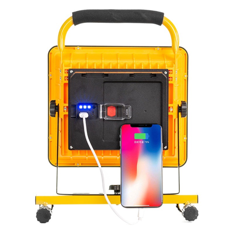 Cross-Border Led Floodlight Strong Light Searchlight Construction Site Mobile Work Mine Lamp with Rechargeable Electronic Display Outdoor Lawn Lamp
