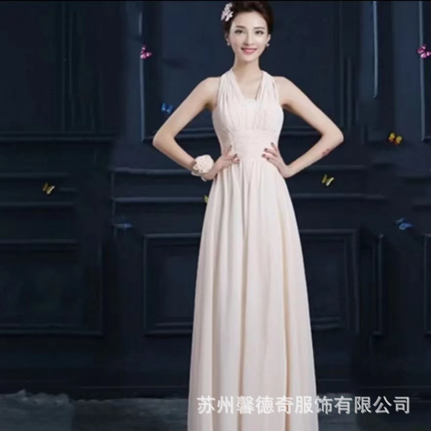 Picture of Bridesmaid Dress women's long fairy dress Korean style birthday banquet adult ceremony can be worn at ordinary times girlfriends Sisters Group dress