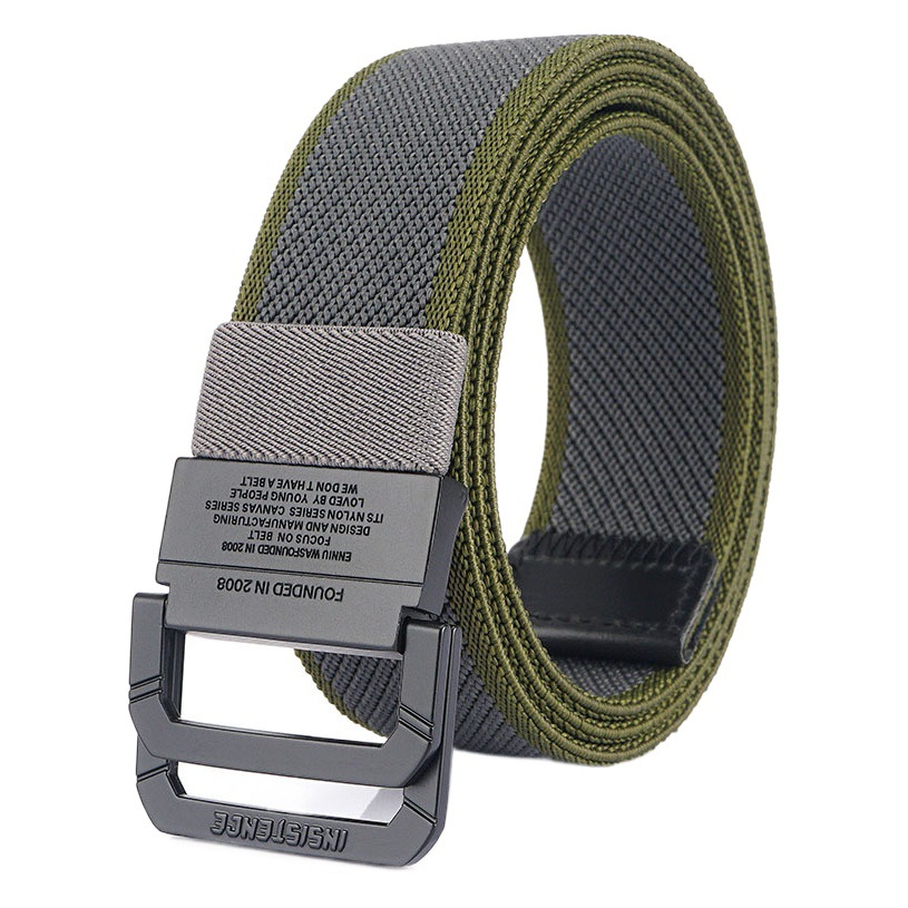 Men's double loop canvas belt outdoor sports leisure student belt youth nylon elastic belt wholesale