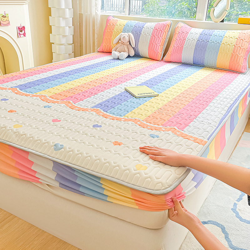 Picture of Class a Natural Latex Mat Set Air-Conditioned Mat Three-Piece Set Fitted Sheet Student Dormitory Summer Quilt Washable