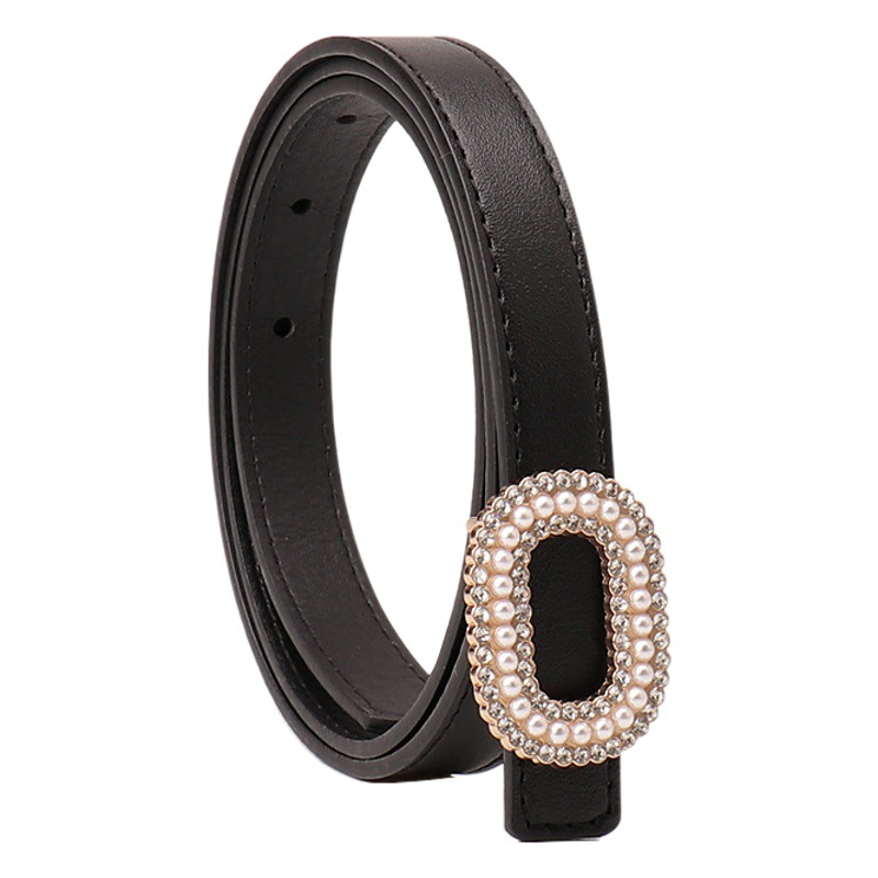 Wholesale New Fashion Sweet Girl Belt Women's Light Luxury High-End Versatile Women's Belt Pearl Buckle Decorative Jeans Belt