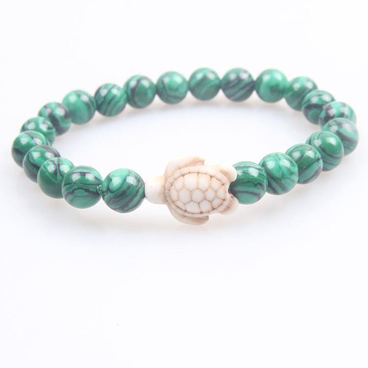 Picture of Zhou Lianfa 8MM Decorative Lava Volcanic Stone Beads Turquoise Cross Elastic Elastic Bracelet for Men and Women