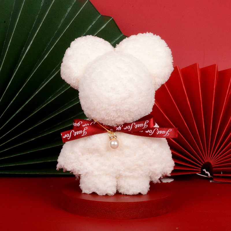 Picture of Pineapple Pie Towel Bear Shape Wedding Happy Word Accompanying Gift Happy Shop Full Moon One-Year-Old Return Gift Creative Gift Square