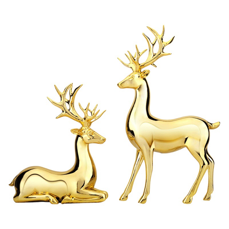 European-style Resin Crafts Ornaments European-American Style Home Decoration Electroplating Couple Milu Living Room TV Cabinet Home Furnishings