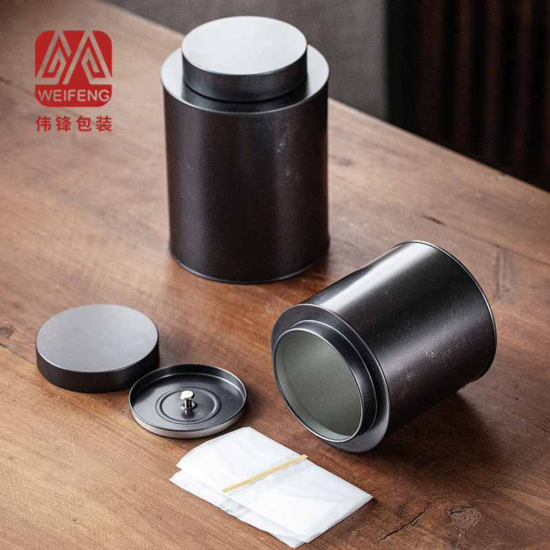 Tea storage box loose tea tinplate metal cans single bush storage cans sealed tea packaging box green tea empty gift box