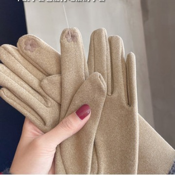 Picture of Gloves Women's Winter Korean-style Cute Bow Fleece-lined Thickened Warm Touch Screen Riding Driving Cold-proof Gloves