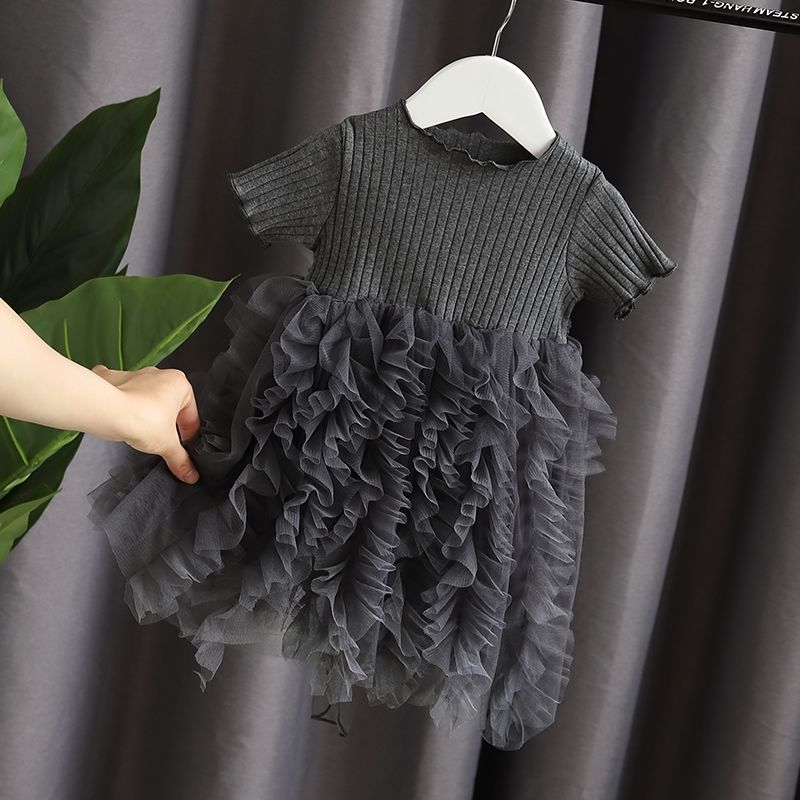 Picture of 2025 summer new children's clothing girls baby dress princess yarn skirt western style puffy stitching cake skirt summer