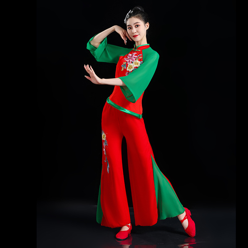 New elastic northeast Yangko costume classical dance costume fan dance middle-aged and elderly square dance suit costume