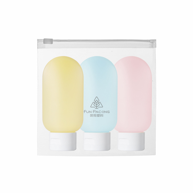 Picture of Travel wash and care suit three-piece PE suede hose bottle portable skin care products wash squeeze facial cleanser sub-bottle