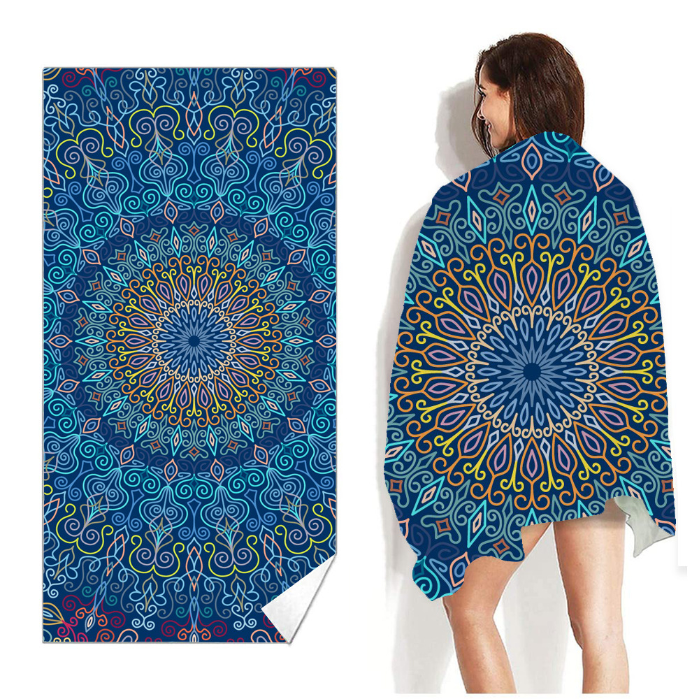 Picture of New Cross-Border Amazon European and American Double-Sided Velvet Quick-Drying Bath Towel Customizable Printed Towel Beach Swimming Beach Towel