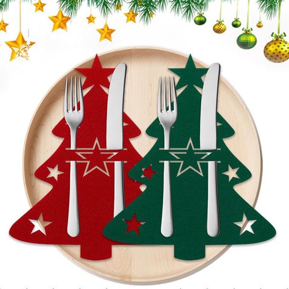 Cross-Border Christmas Cutlery Bag Elk Angel Snowflake Placemat Felt Table Decoration Christmas Tree Tableware Set