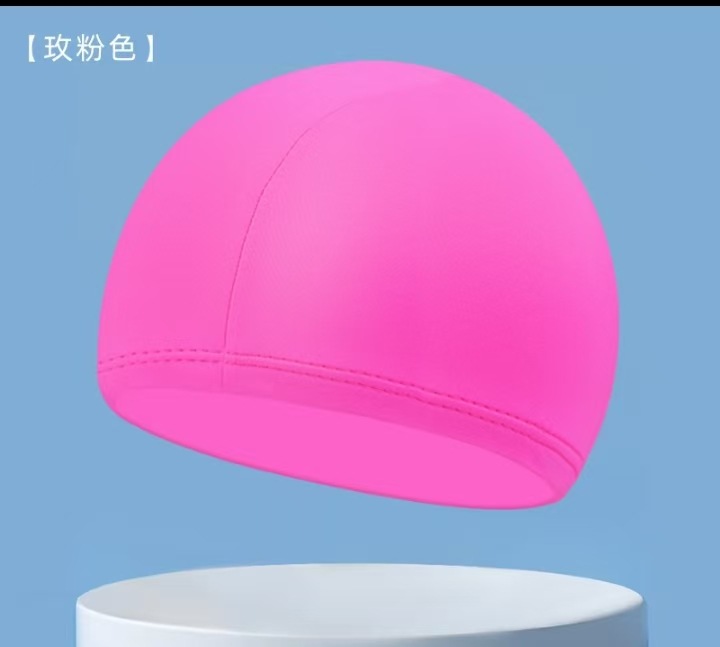 Picture of Factory Direct Sales Polyester Cloth Swimming Cap High Elasticity Adult Universal Pure Color Color Independent Packaging Cardboard Swimming Cap