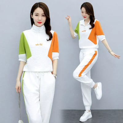 Fashion Suit Pants Women's Summer 2021 New Women's Clothing Age-reducing Slimming Western Style Casual Two-piece Set Foot Set
