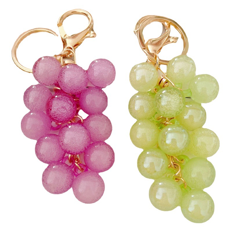 Creative Cute Bubble Jelly Grape Chain Keychain Simulation Fruit Car Key Student School Bag Pendant Gift