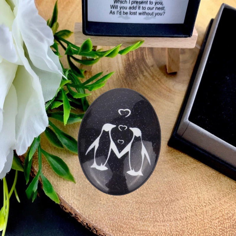 Penguin Embrace Peritivity Penguinpebble Positive Penguin Love Letter Gift Glass Decoration