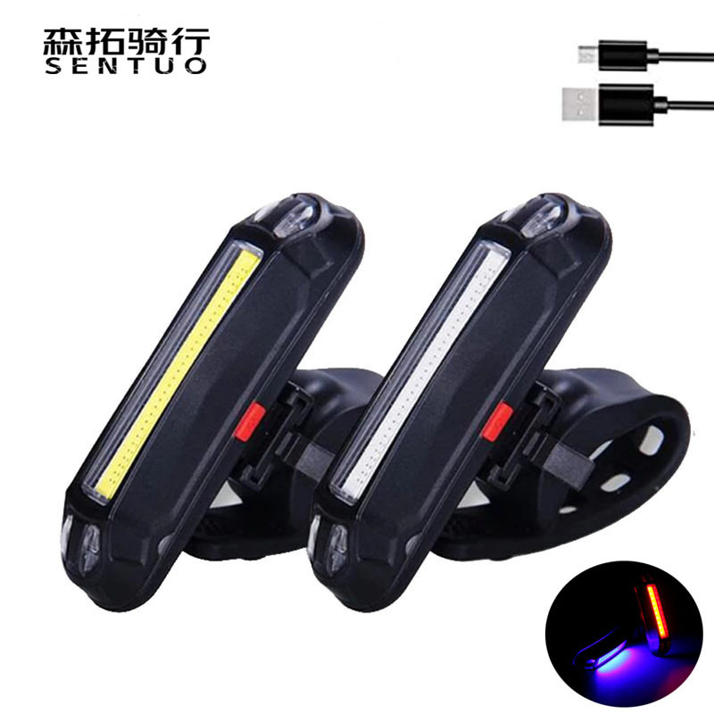 Bicycle single car light bicycle USB charging warning light two-color tail light mountain bike road car front light bright equipment