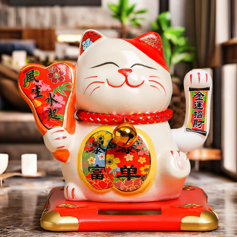 Picture of Six-inch creative solar fortune cat shop cashier front desk home ornaments Japanese shop opening gift wholesale