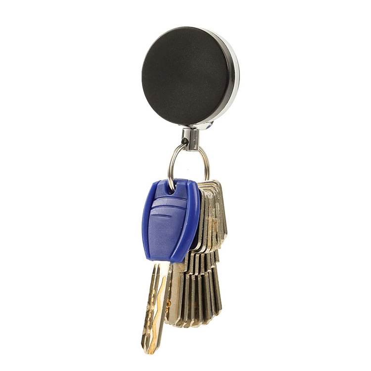 Picture of Amazon Cross-border Hot Sale 4cm Semi-metal Telescopic Easy Pull Button Silicone Pen Case Wire Rope Easy Pull Keychain