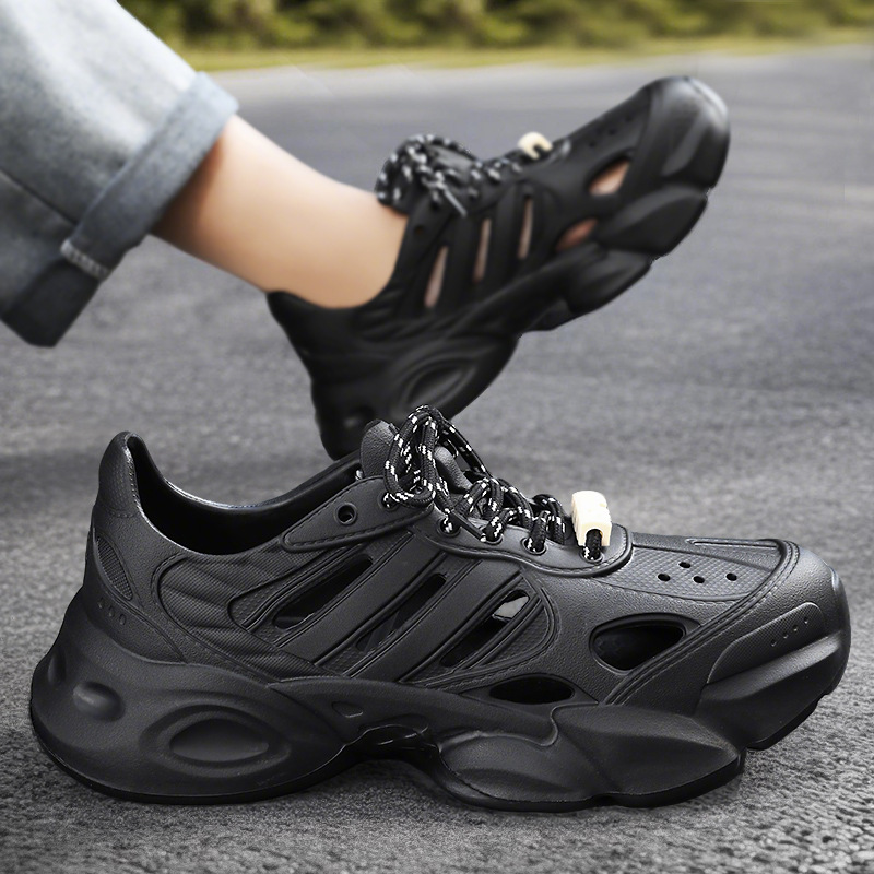 Sandals men's hollow summer new cross-border plus size men's shoes breathable hole shoes lace-up EVA shoes men's wholesale