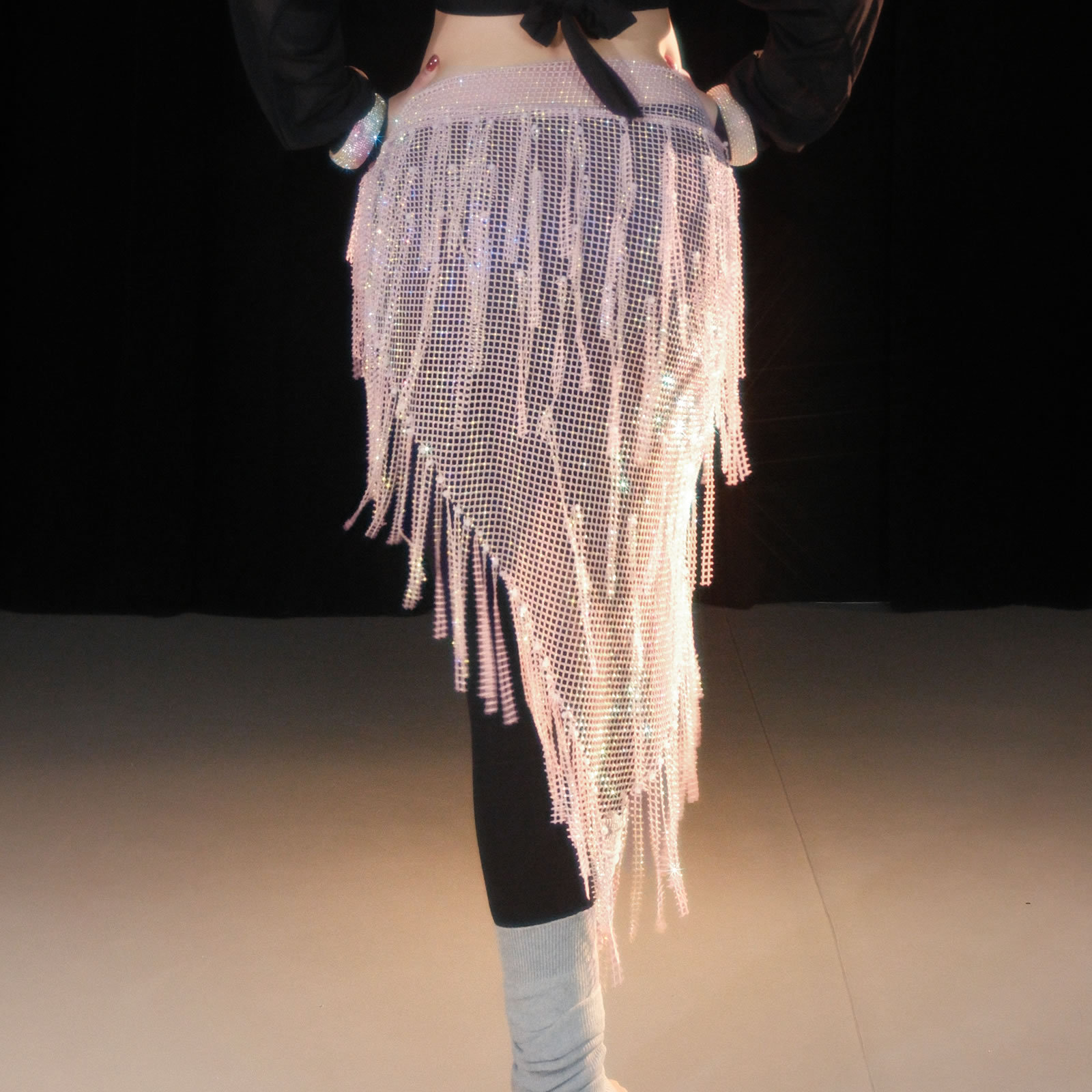 Picture of Dancer Handmade Flash Diamond Hip Towel Belly Dance Tassel Waist Chain Multi-layer Hot Diamond Dance Accessories Fart Curtain Y1028