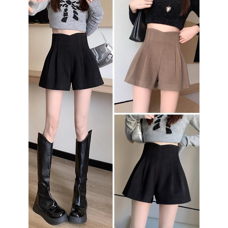 Explosions Woolen Shorts Women's 2024 New Autumn and Winter High Waist Outer Wear Boots Pants Elegant Slimming Wide Leg Pants