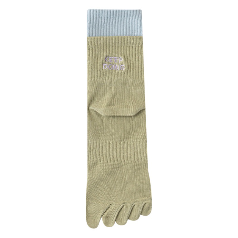 Antibacterial deodorant five-finger socks women's mid-calf socks double-mouth sports fitness toe stockings autumn and winter boneless socks women