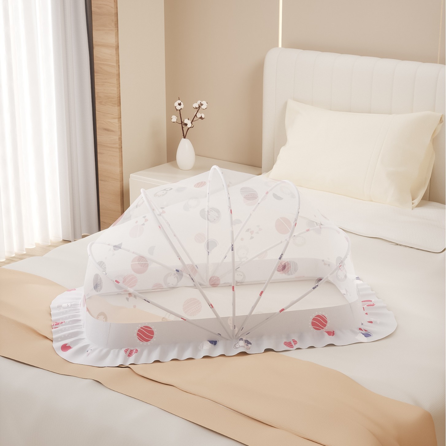 Picture of Baby Mosquito Net, Full-Cover Yurt for Babies, Foldable Universal Crib Mosquito Net for Infants and Toddlers, Light-Blocking