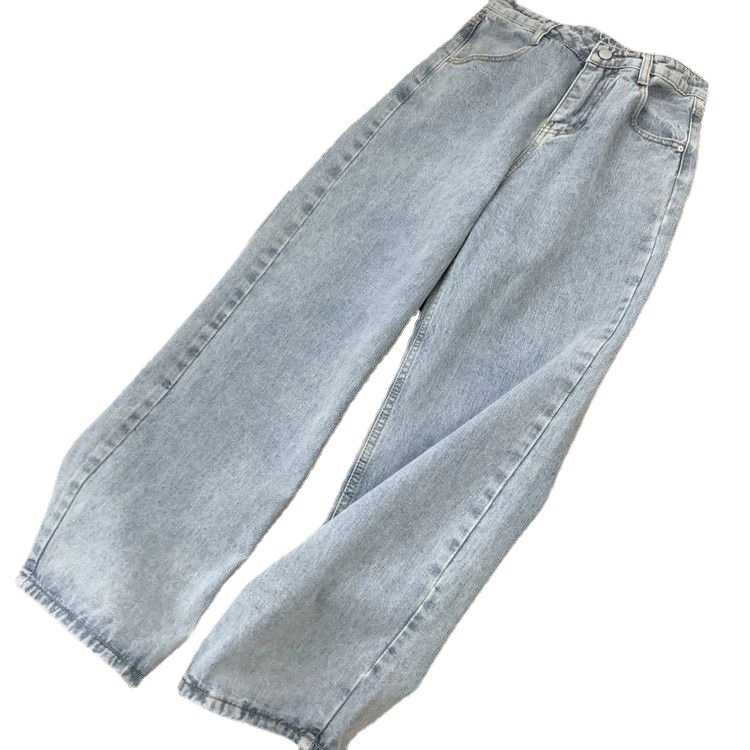 Picture of Spring and Autumn High Waist Jeans 2021 New Slim Look High Fashion Brand Straight Loose Dipped Vibe Style Pants
