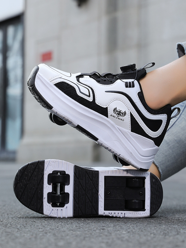 2025 New Children's Shoes Four-Wheel Retractable Boys' Roller Skates Girls' Wheeled Sports Shoes Cross-Border Wholesale