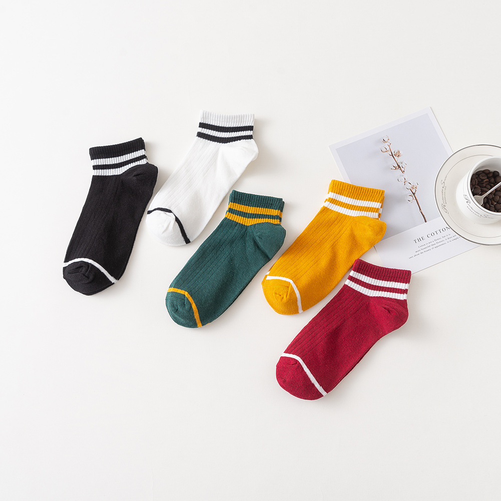 2019 Spring and Autumn Japanese Style Women's Socks Academic Style All-match Stacks Two-bar Sports Socks Mid-tube Socks for Women