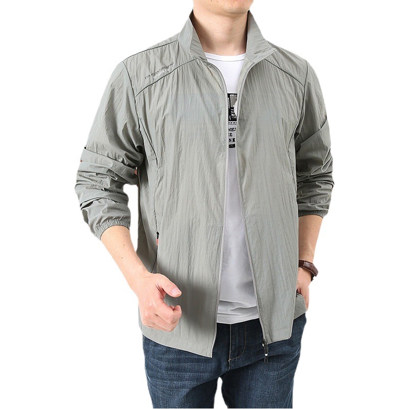 Summer New Style Collar Loose Clothes Men's Casual Outdoor Sports Windbreaker Men's Breathable Hatless Skin Clothes for Men