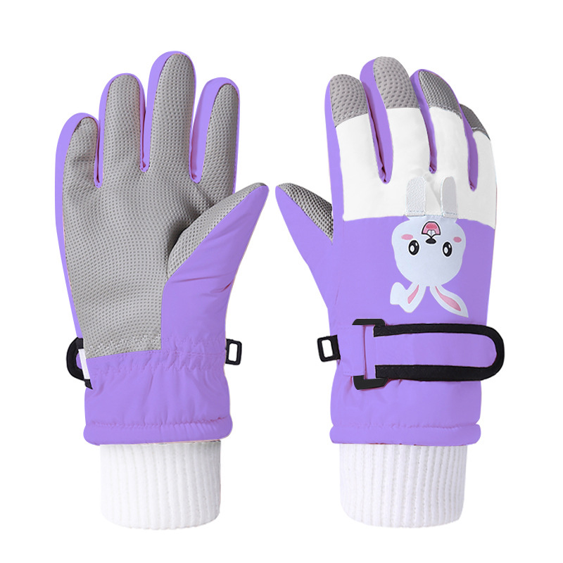 Picture of Children's ski gloves winter warm gloves for boys and girls 7-12 years old fleece-lined windproof waterproof children riding gloves