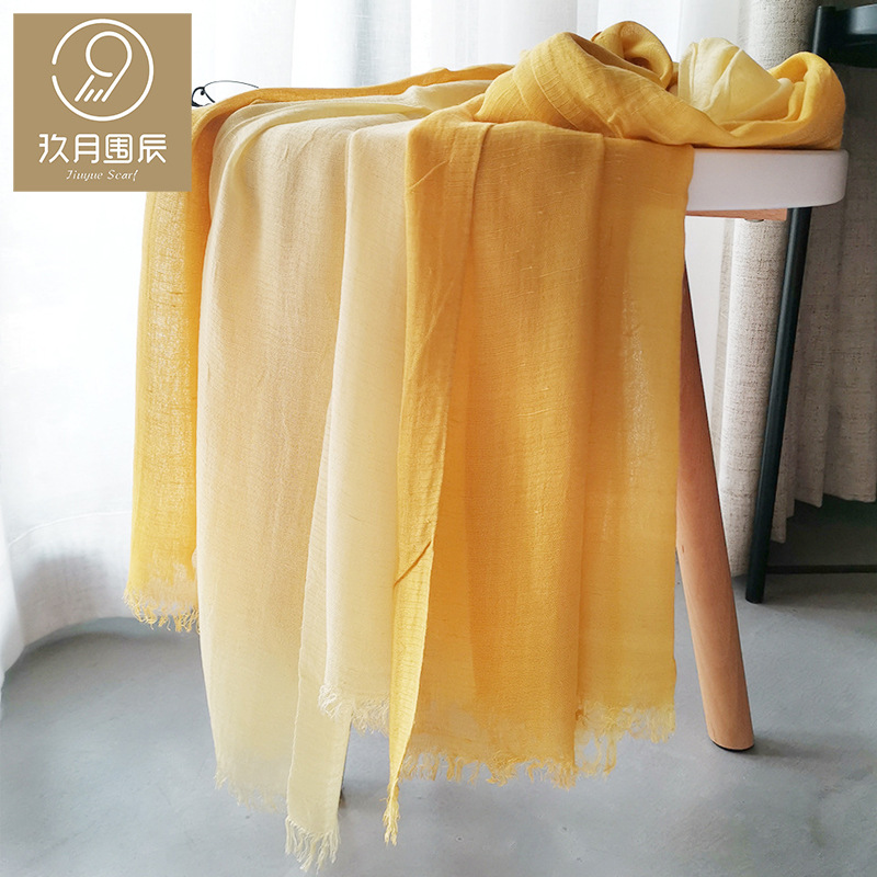 Picture of Foreign Trade Cotton Linen Scarf Scarf Women's Autumn and Winter Gradient Color-matching Japanese and Korean Lady Mori Girl Style Slub Yarn Shawl