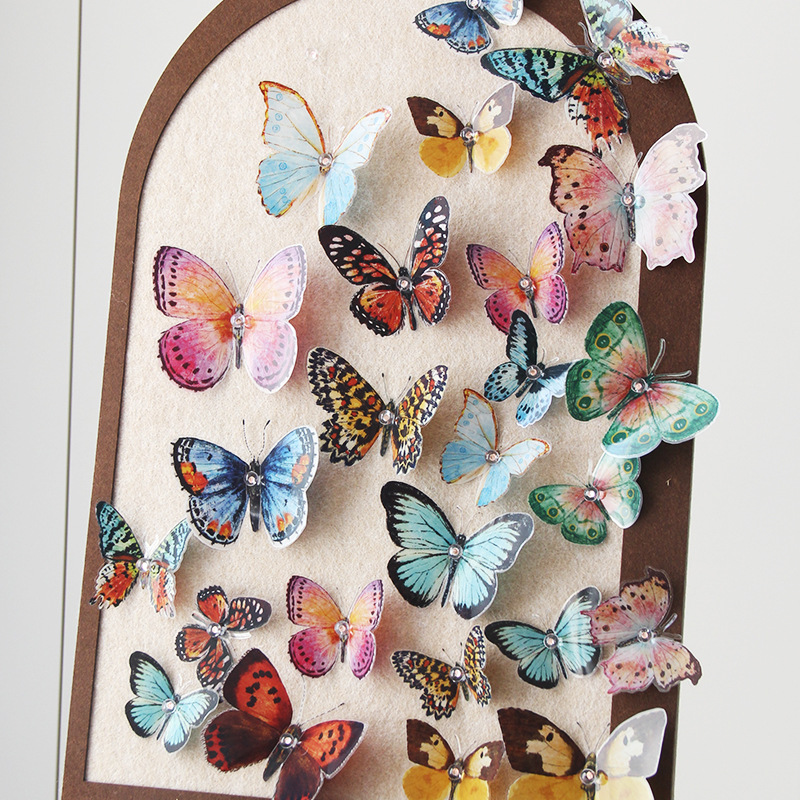 New DIY Creative Simulation Butterfly Sticker Hand Account Sticker Watercolor Butterfly Wall Decoration Photo Props PVC Butterfly