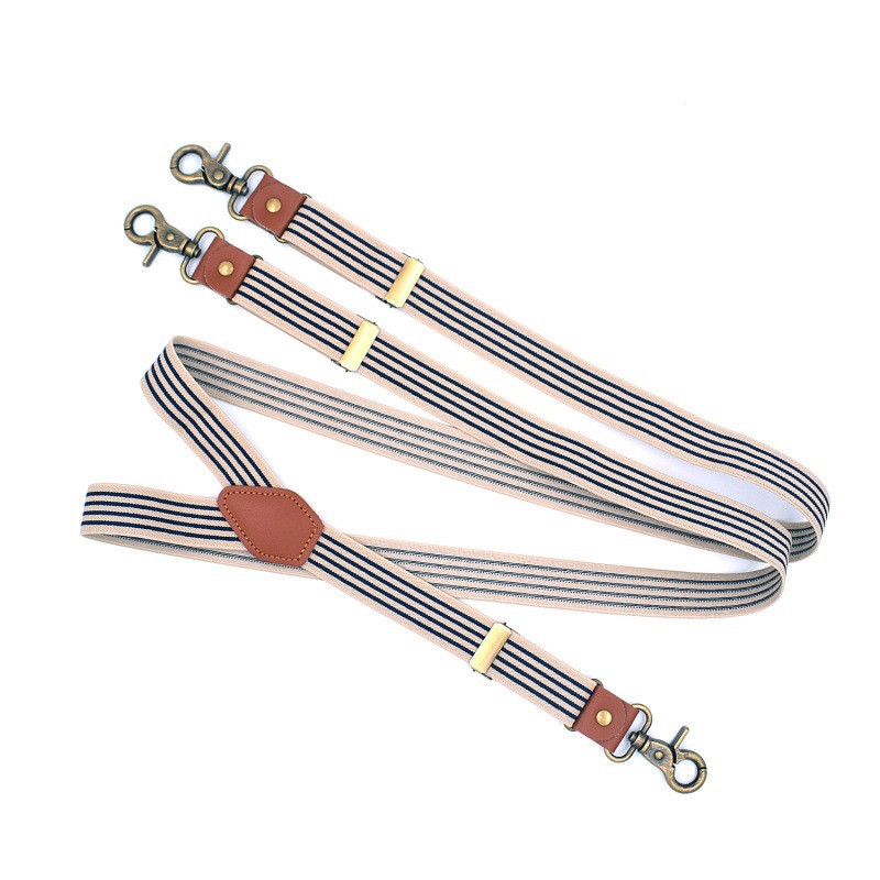 Adult Triple Clip Y-shaped Hook Buckle Strap Unisex Elastic Pants Suspenders Vintage