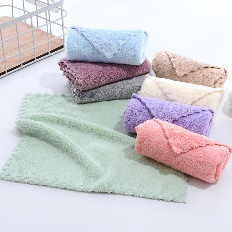 Picture of Square Towel 30*30 High-Density Coral Velvet Kidsren's Face Wash Towel Absorbent Logo Gift Welfare Kindergarten Rag