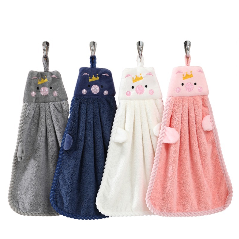 Picture of Hand towel cute hanging coral fleece household absorbent kitchen bathroom children cartoon hand towel factory wholesale