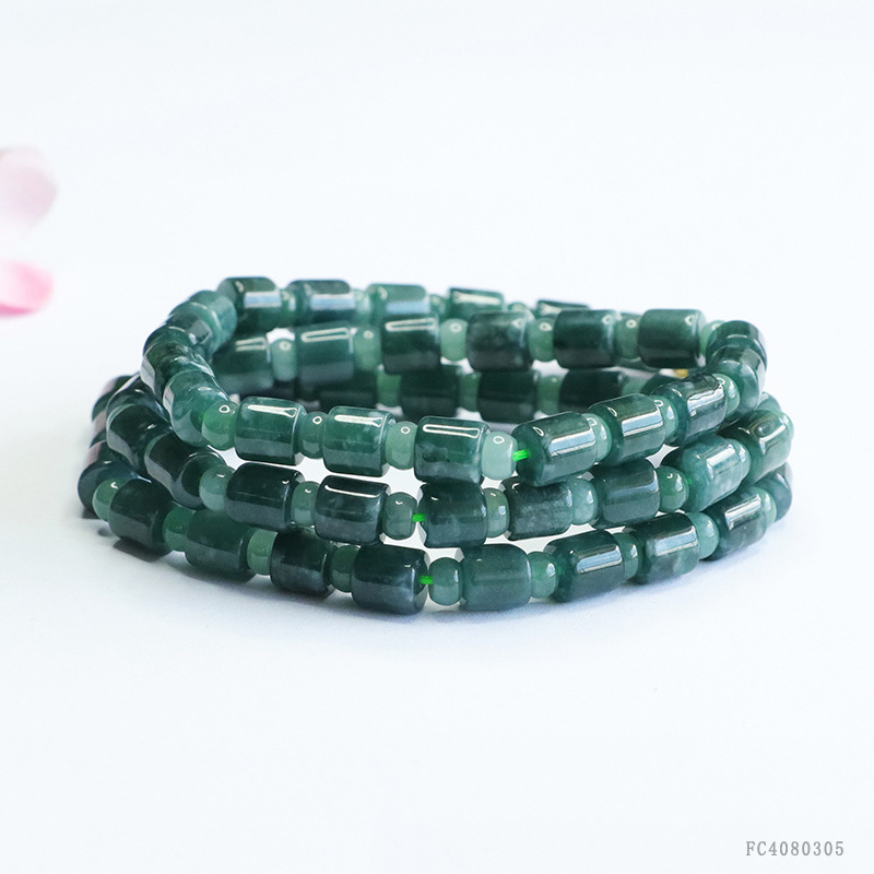Xinyu natural jade bead chain A goods jade blue bucket bead necklace chain wholesale FC4080305