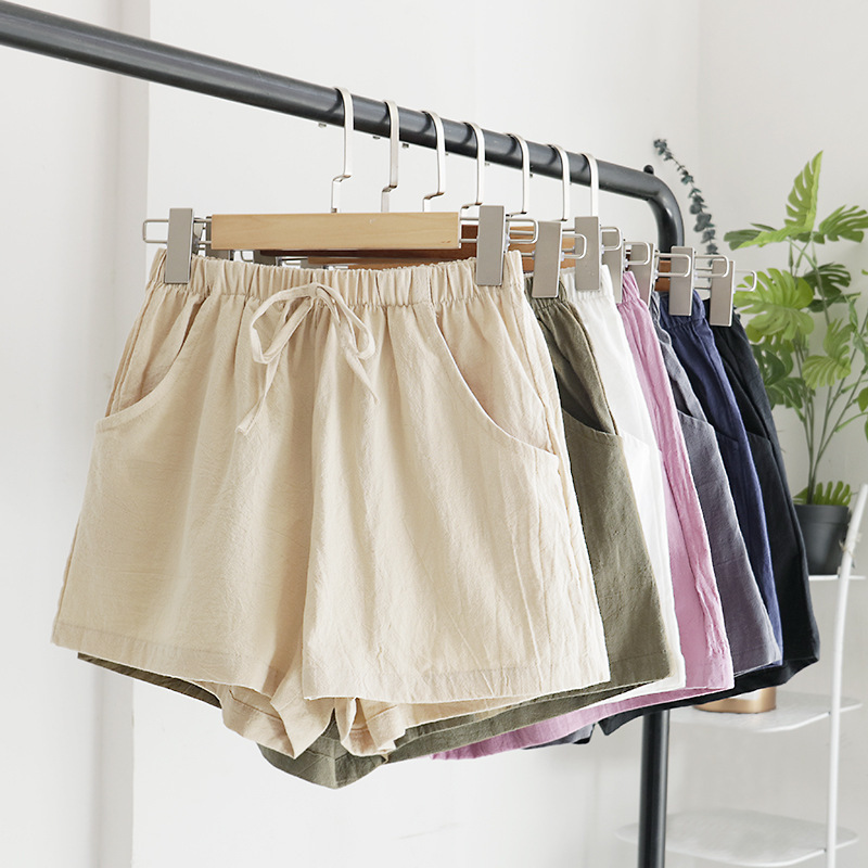 Picture of 2022 New High Waist Cotton and Linen Shorts Women's Linen Slim Loose Hot Pants Large Size Thin Casual Elastic Waist Pants