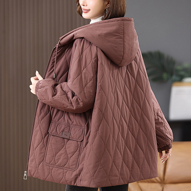 fleece-lined Thickened Cotton-padded Coat Cotton-padded Jacket Women's 2024 Winter New Middle-aged Mother Loose plus size Casual Cotton-padded Coat Coat