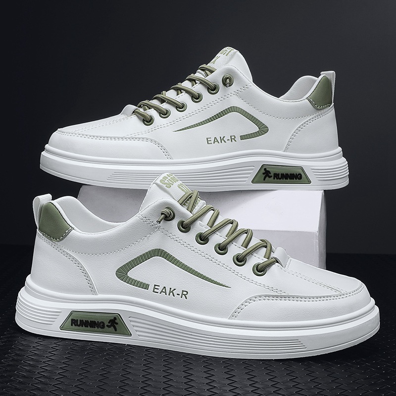 Men's Shoes Spring 2025 New White Shoes Men's Casual Sports Board Shoes Students and Teenagers Leather Trendy Shoes