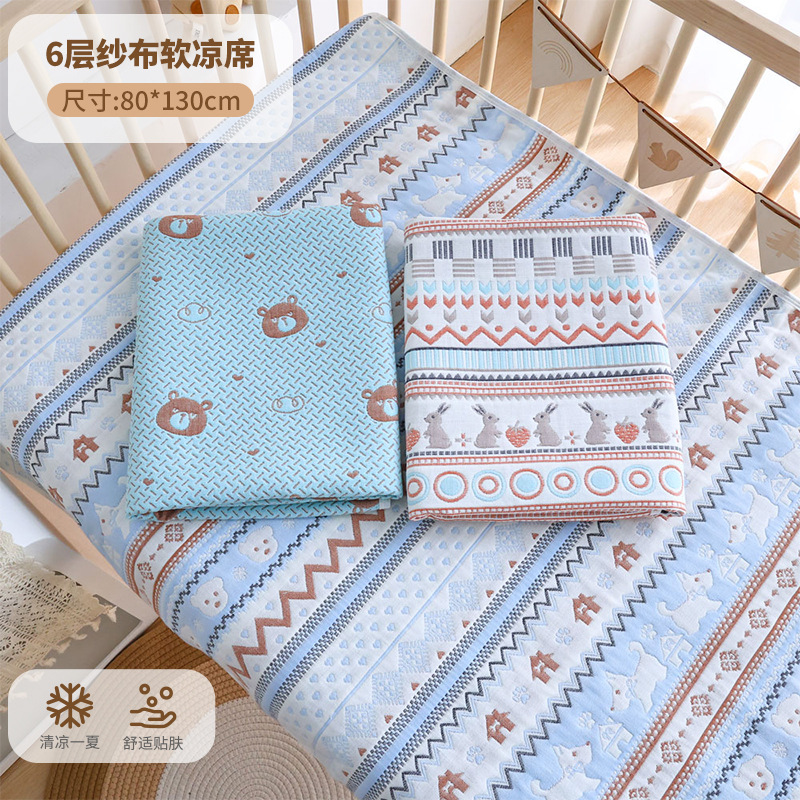 Newborn mat factory wholesale summer cartoon printing and dyeing baby mat breathable cool crib ice mat