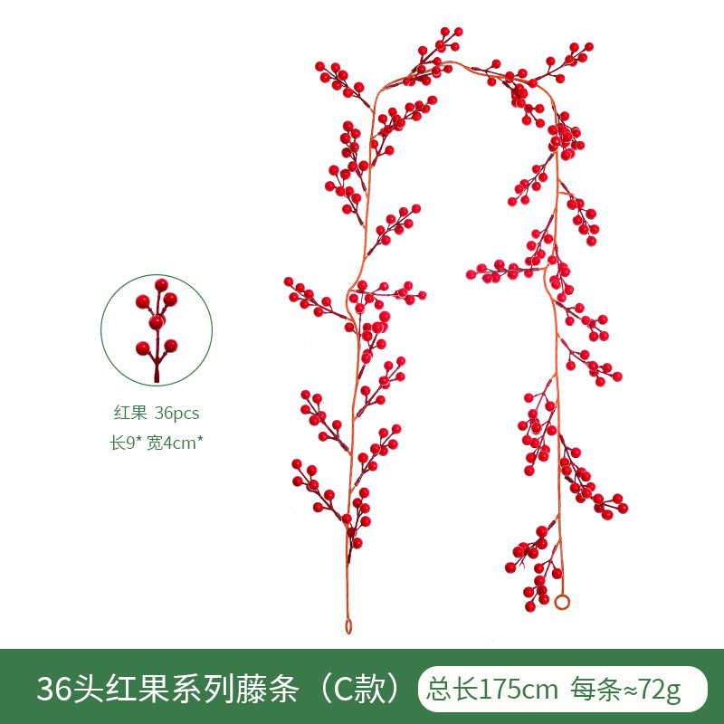 Picture of Artificial Christmas Red Fruit Berry Rattan Cross-border Christmas Atmosphere Decoration Home Decoration Christmas Red Fruit Rattan