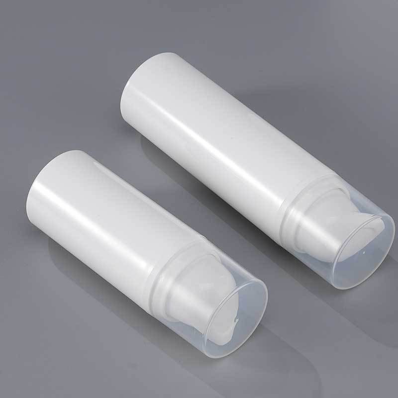 30ml/50ml emulsion pump vacuum bottle pressure pump with cover upturned pointed mouth white cylindrical bottle PET transparent colorless bottle