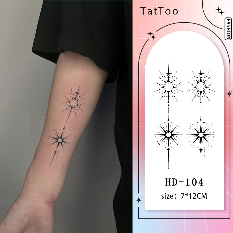 New Herbal Geometric Pattern Bamang Star Herbal Tattoo Sticker Women's Waterproof Long-lasting Non-reflective Semi-permanent High-end Sense