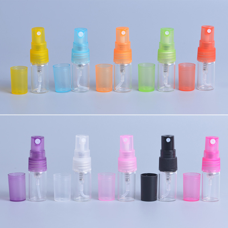 Picture of 2.3.5.10ml small sample glass perfume bottle transparent plastic nozzle multi-color pull tube frosting trial spray bottle