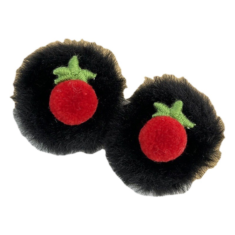 Children's Cute Plush Small Grab Clip Autumn and Winter Girls Sweet Mao Clip Bangs Hair Cute Cherry Hairpin