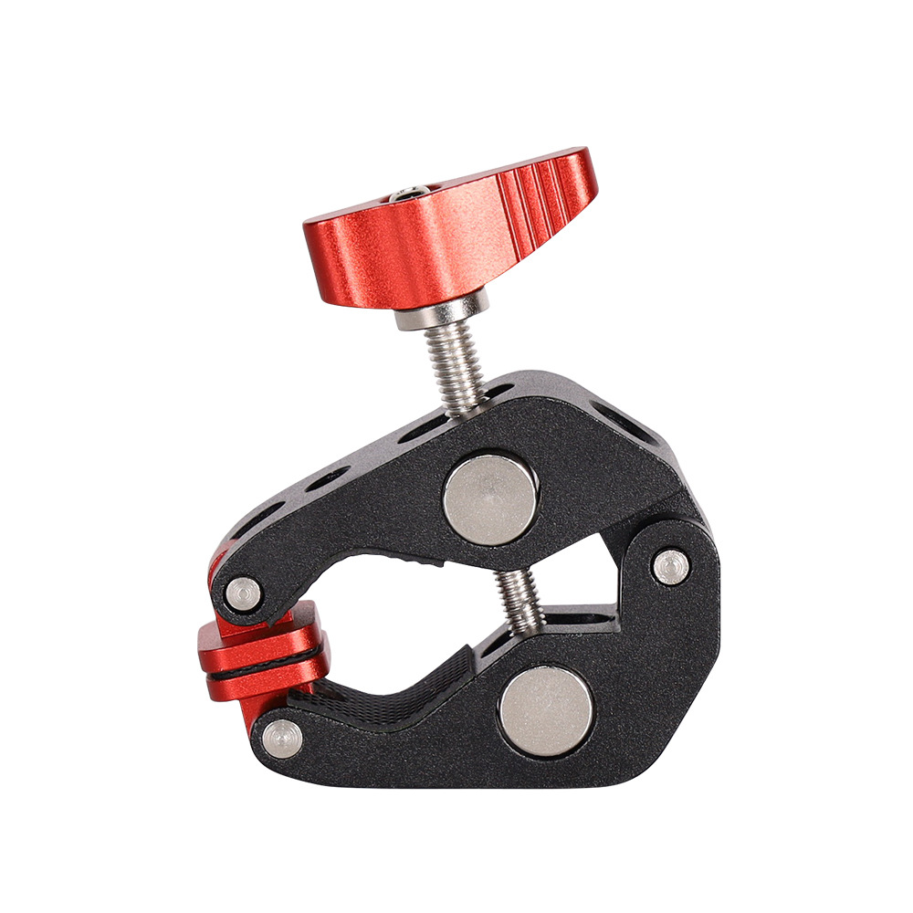 Picture of Metal Tripod Desktop Bracket Solid Metal Red Crab Clamp Fixing Clip Photography Bracket Metal Heavy Force Clip
