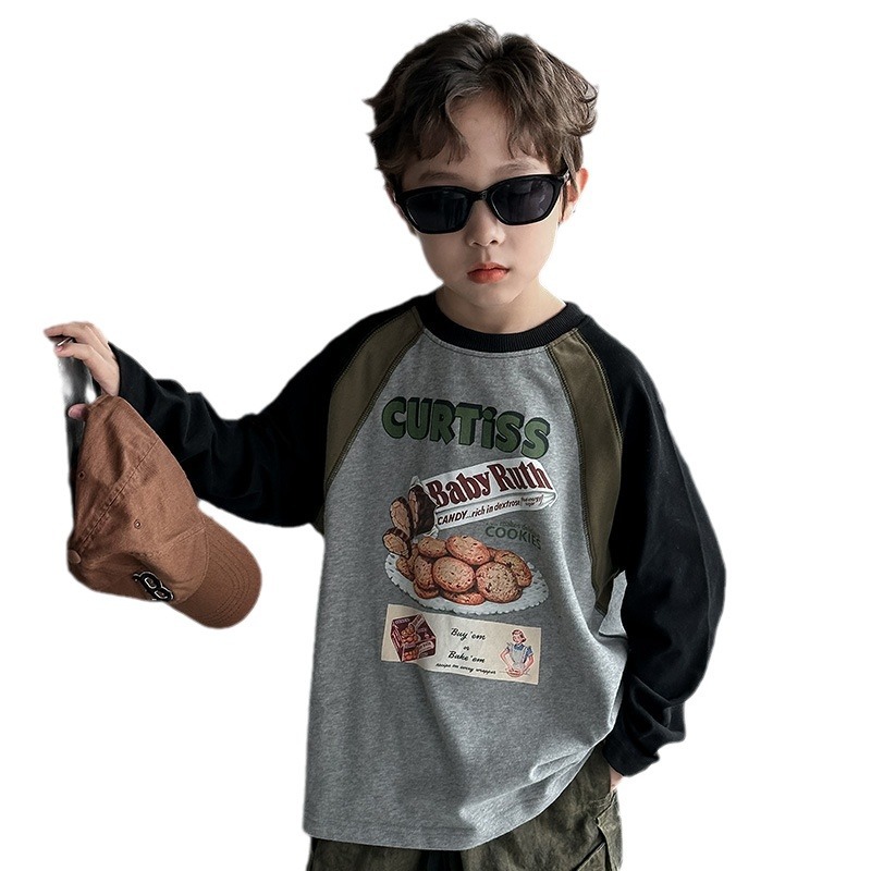Picture of Boys' Long Sleeve T-Shirt Spring and Autumn 2025 New Children's Spring Base Shirt Big Children's Spring Thin Sweater Trendy